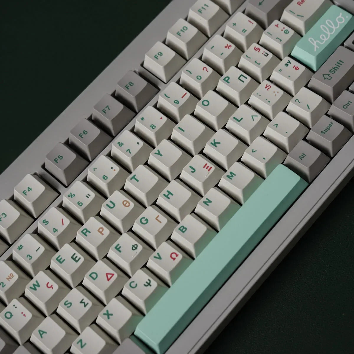 Retro Green Greek Cherry Profile 140+ Keys Keycaps Set