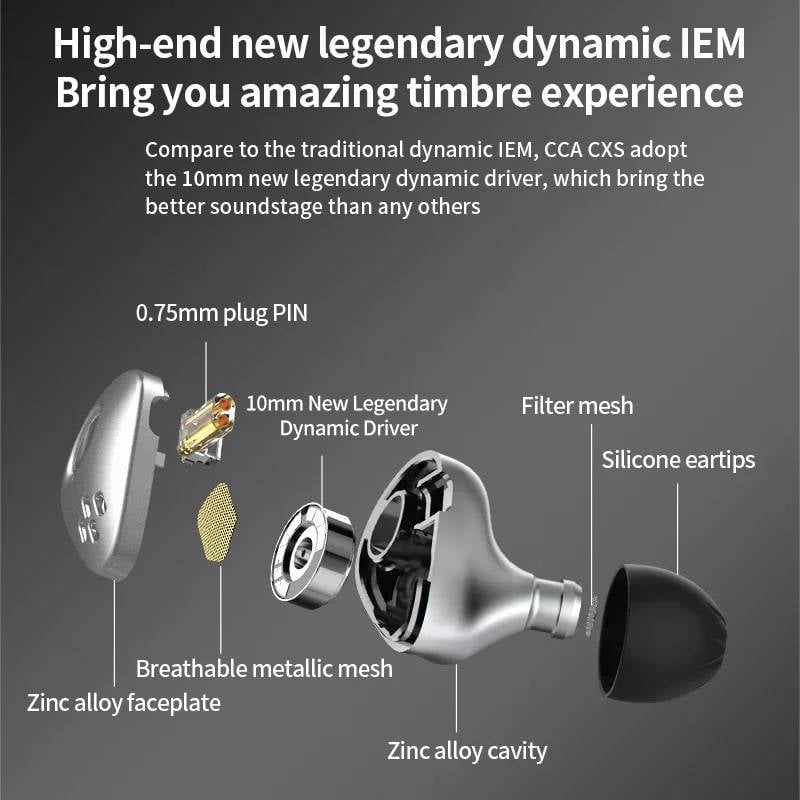 CCA CRA Composite Polymer Diaphragm Dynamic Driver In-ear Earphone
