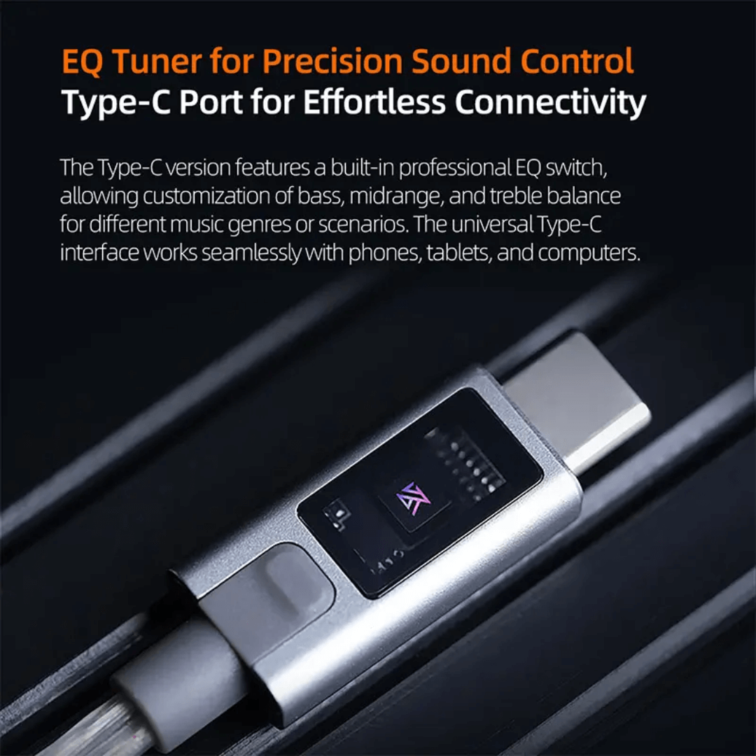 KZ M2 Dual Mic EQ Tuning Switch Silver Plated Type-C Cable