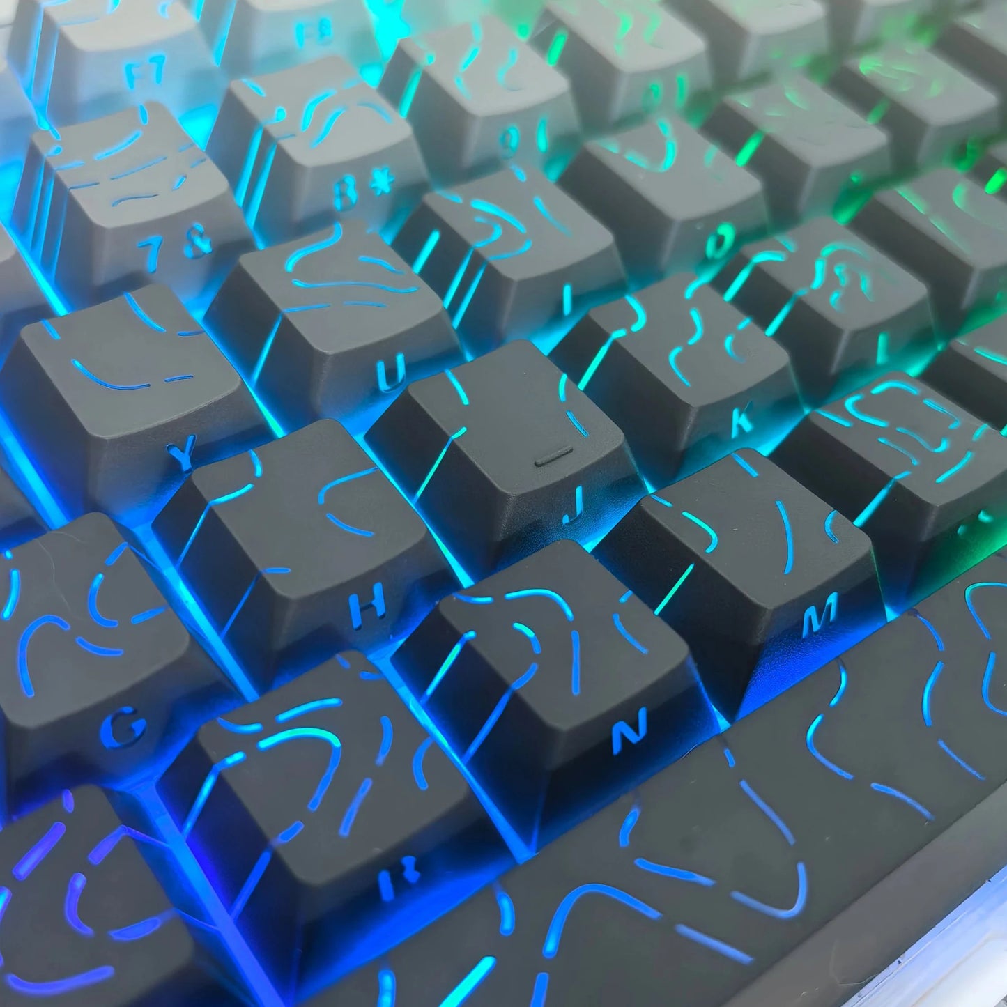 Gray Gradient Shinethrough Topographic 130 Keys Keycaps Set
