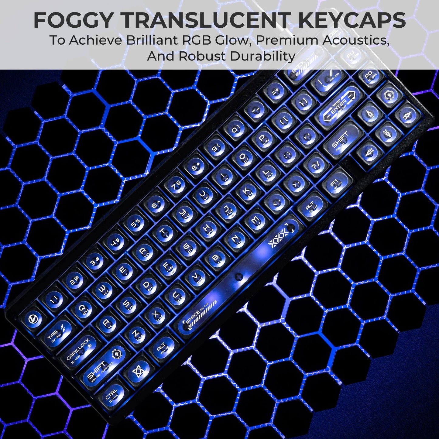 XVX Cats Eye MAX Profile PBT Shine-through Keycaps - Black