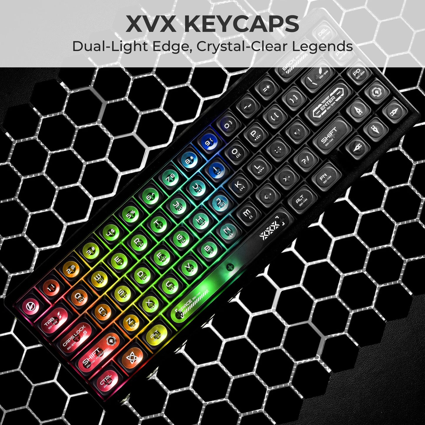 XVX Cats Eye MAX Profile PBT Shine-through Keycaps - Black