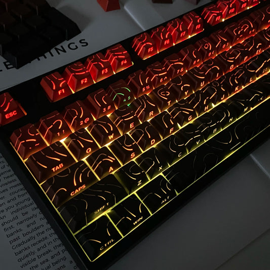 Red Gradient Shinethrough Topographic 134 Keys Keycaps Set