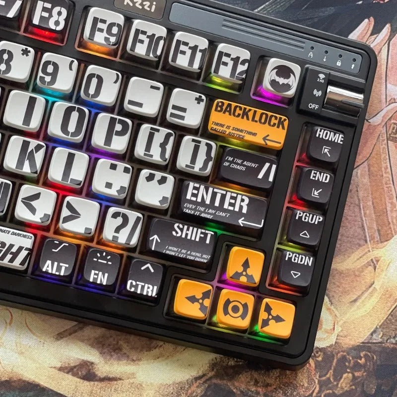 Batman Themed ASA Profile Gray Black Pudding Keycaps Set