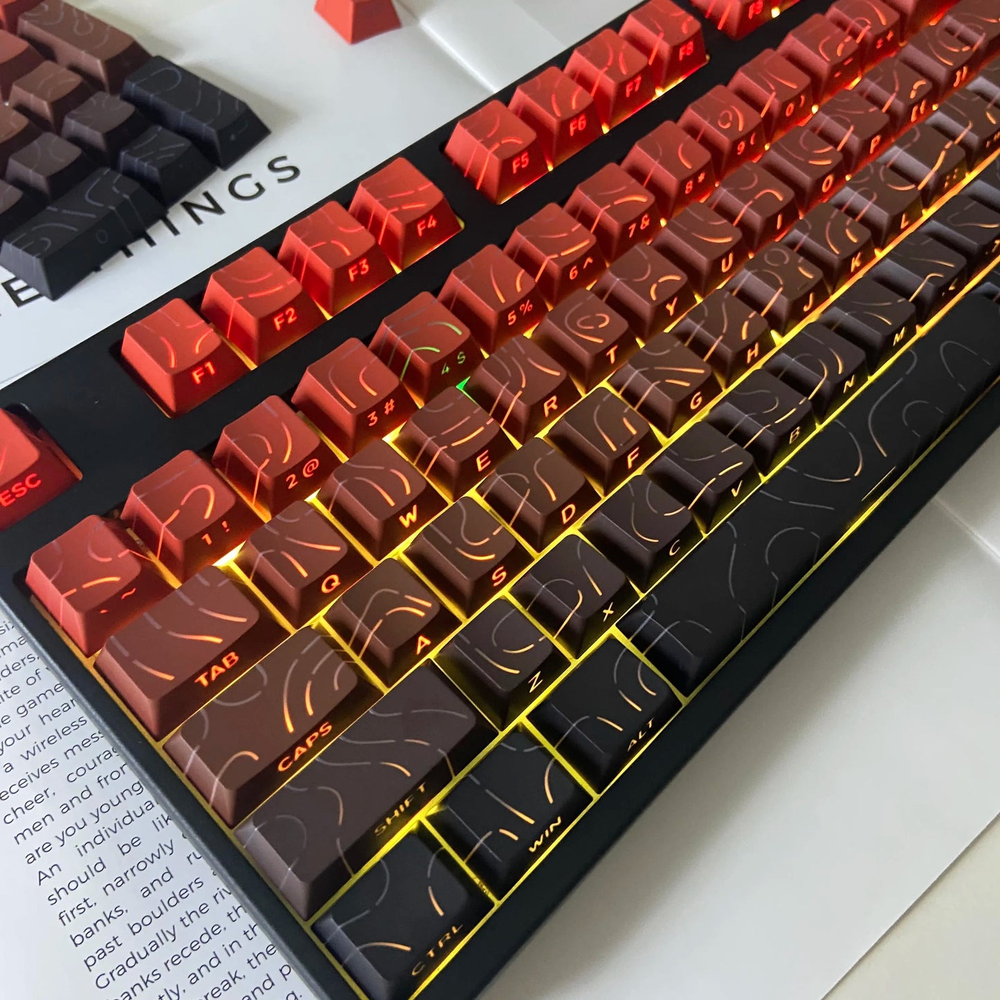 Red Gradient Shinethrough Topographic 134 Keys Keycaps Set