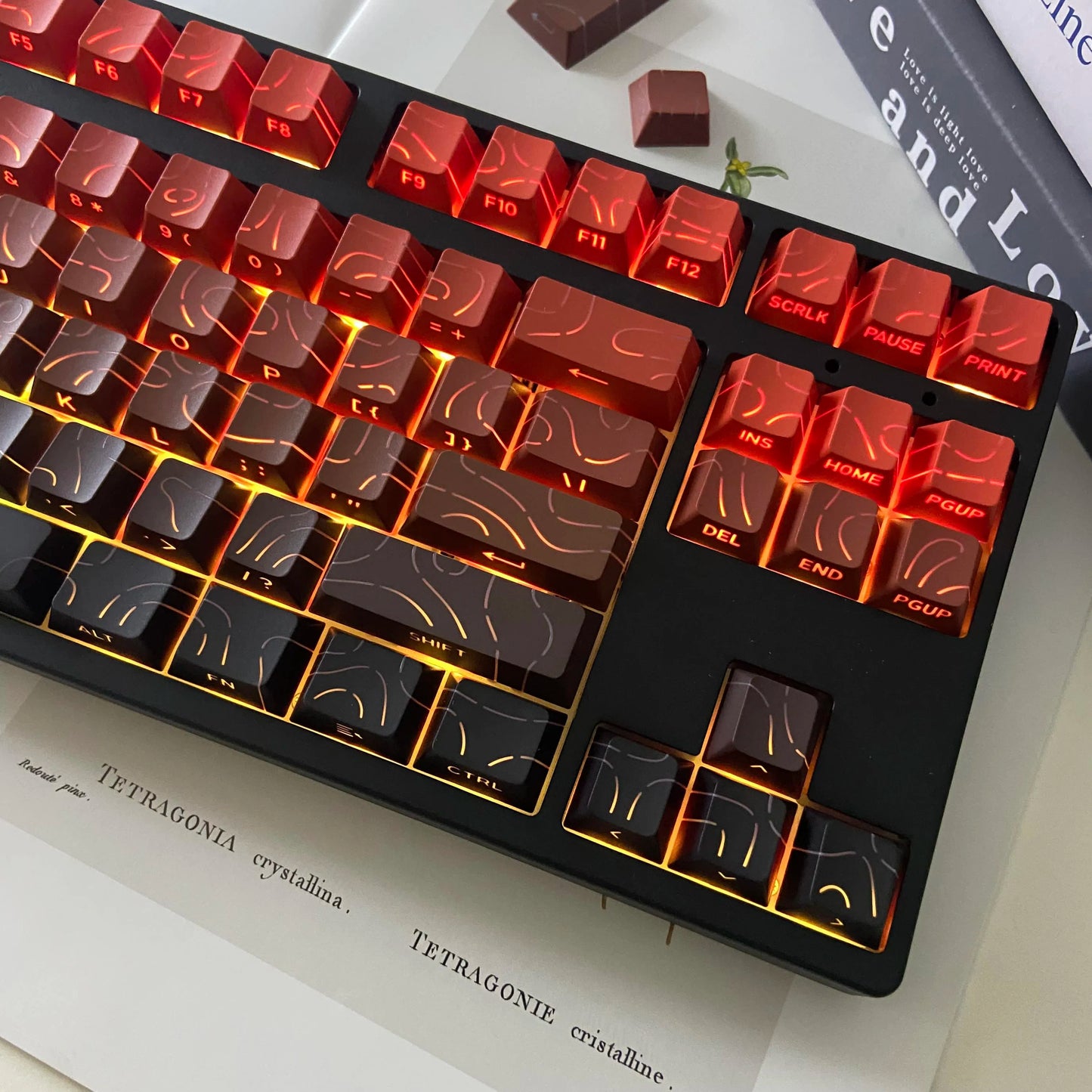 Red Gradient Shinethrough Topographic 134 Keys Keycaps Set