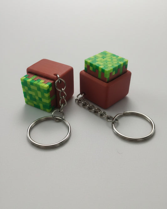 Minecraft Themed Switch Tester Keychain with Switch -Moss Block