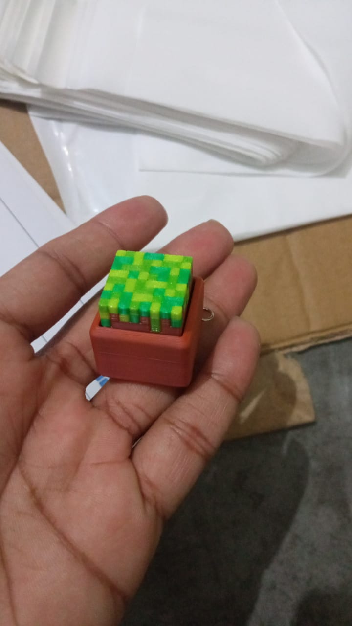Minecraft Themed Switch Tester Keychain with Switch -Moss Block