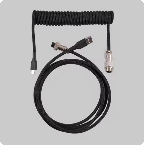 Coiled Aviator Braided Cable - Black
