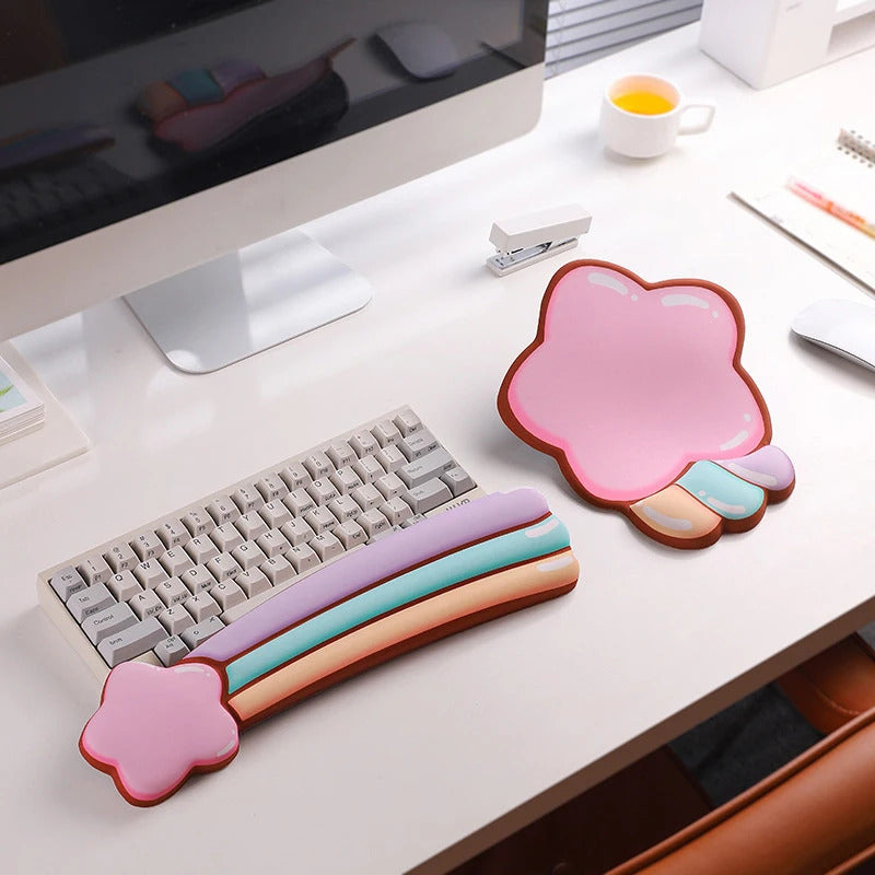 Premium Keyboard Mouse Wrist Rest Combo - Rainbow
