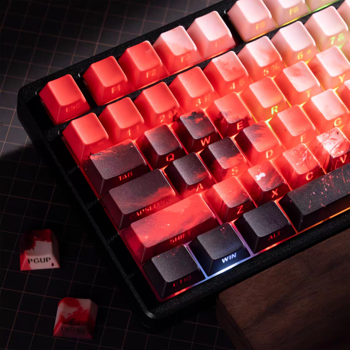 XVX Red Samurai Knight Premium Side Engraved Cherry Doubleshot Keycaps