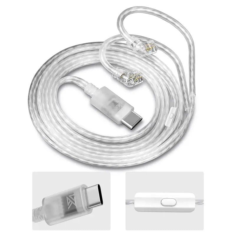 KZ Type C OFC Silver Plated Earphone Cable with Mic