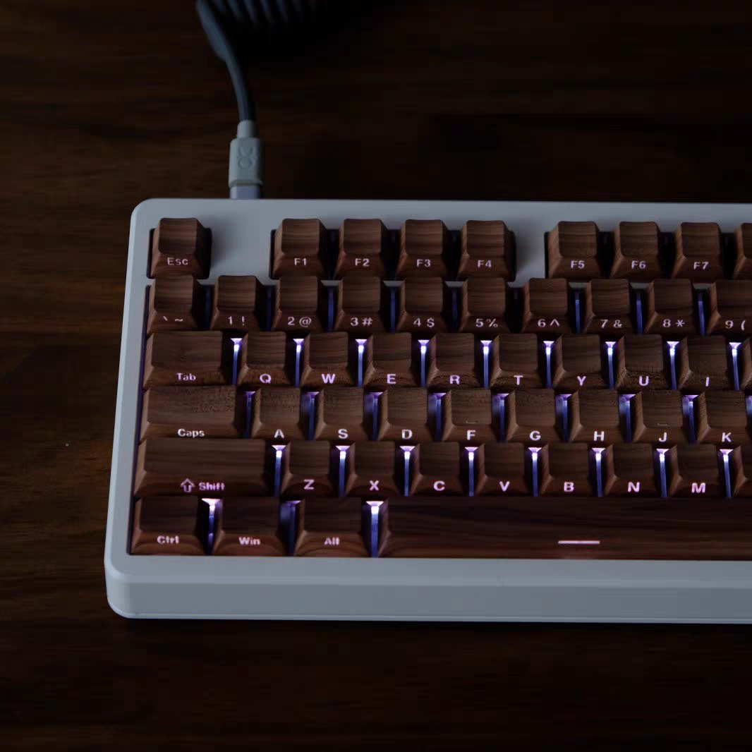 Wooden Themed PBT Side Engraved Cherry Profile Keycaps Set
