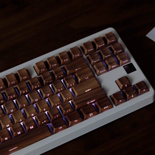 Wooden Themed PBT Side Engraved Cherry Profile Keycaps Set