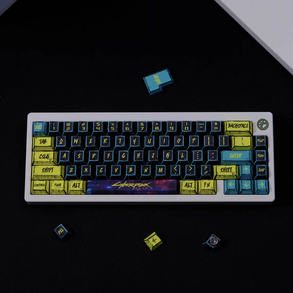 Comic Cyberpunk 2077 PBT 150 Keys Keycaps Set - Cherry