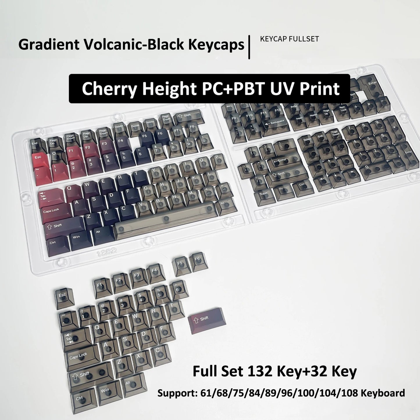 Gradient Volcanic PBT+PC Transparent Cherry Keycaps Set