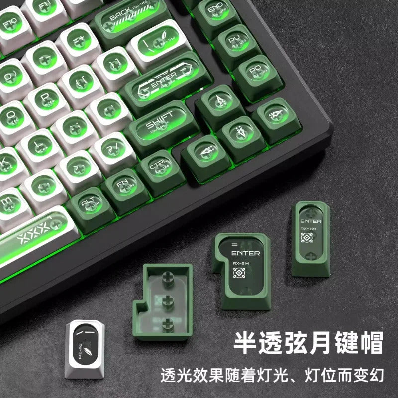 XVX Cats Eye MAX Profile PBT Shine-through Keycaps - Green