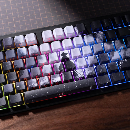 XVX Black Samurai Knight Side Engraved Cherry Doubleshot Keycaps