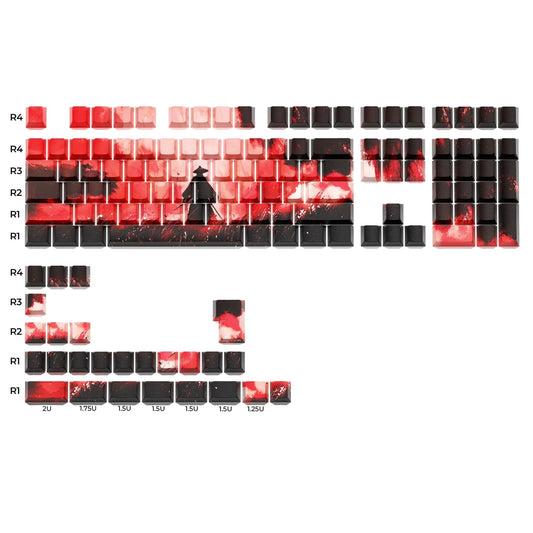 XVX Red Samurai Knight Premium Side Engraved Cherry Doubleshot Keycaps