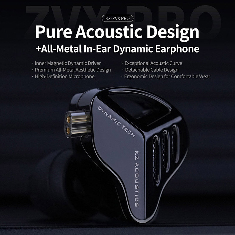 KZ ZVX Pro ALL Metal Inner Magnetic Dynamic Driver WIred Earphones
