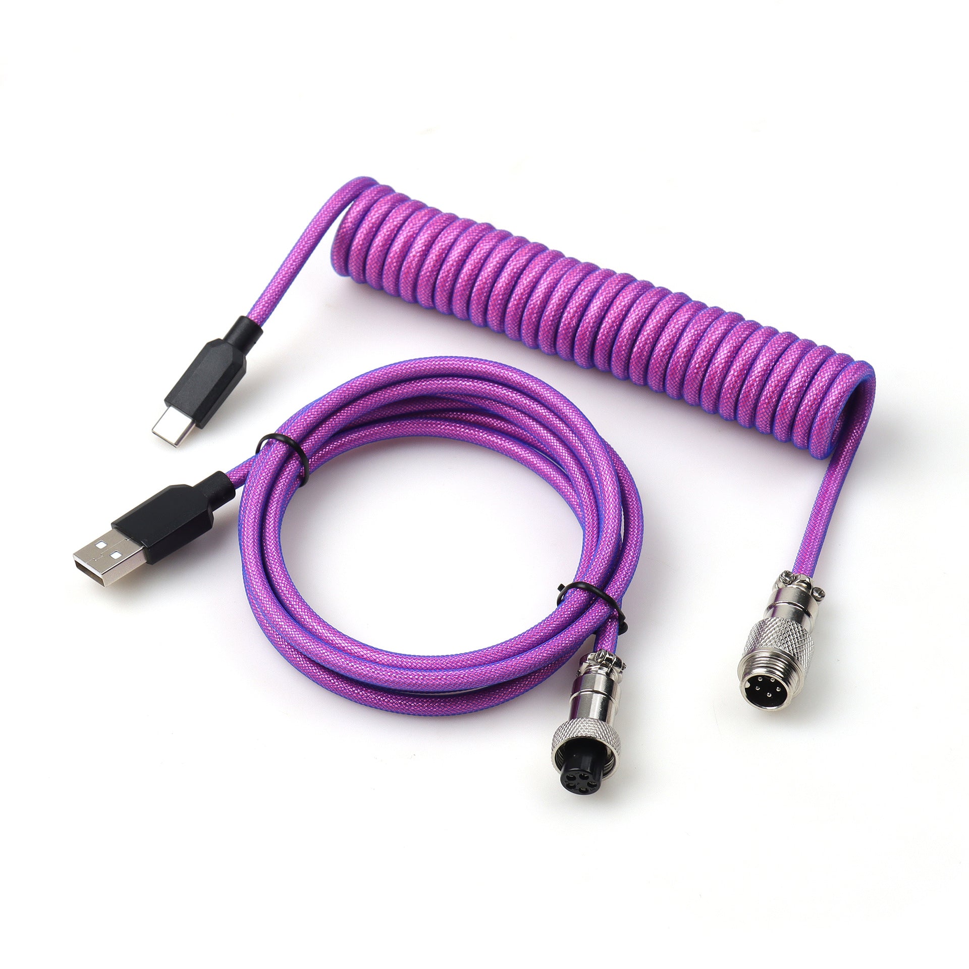 Purple Aviator Coiled Braided 8K Polling Supported Type-C Cable ...