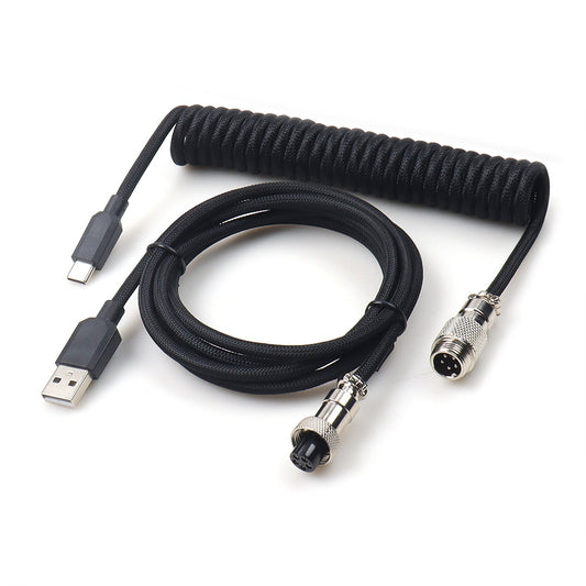 Coiled Aviator Braided Cable - Black