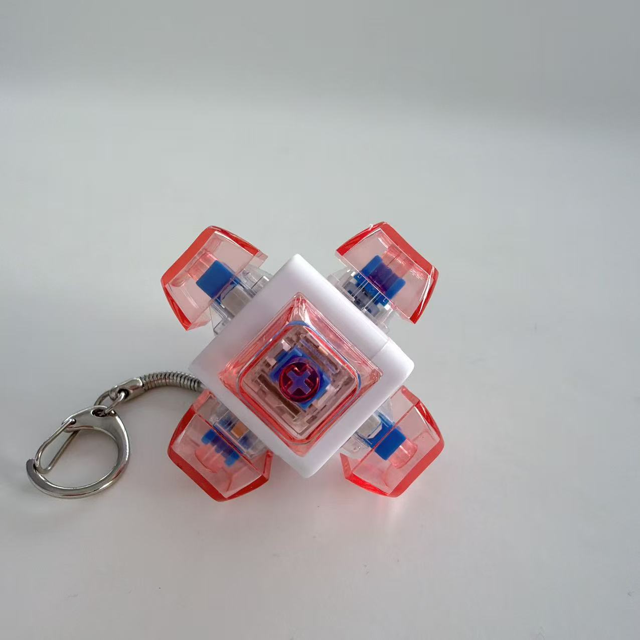 Cube Fidget Keychain with Mechanical Switch - 6 Key