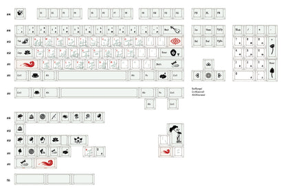 Crimson Brush Cherry Profile 1.7mm PBT 120+ Keys Keycaps Set