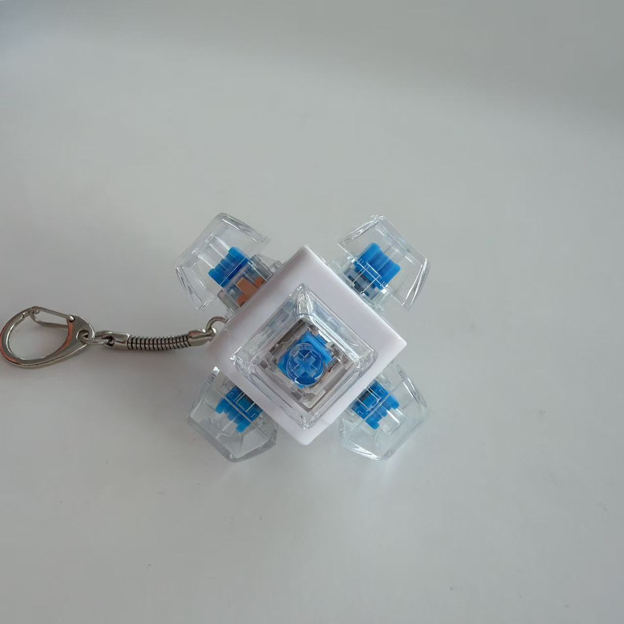 Cube Fidget Keychain with Mechanical Switch - 6 Key