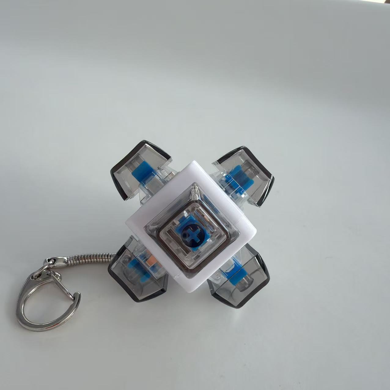 Cube Fidget Keychain with Mechanical Switch - 6 Key