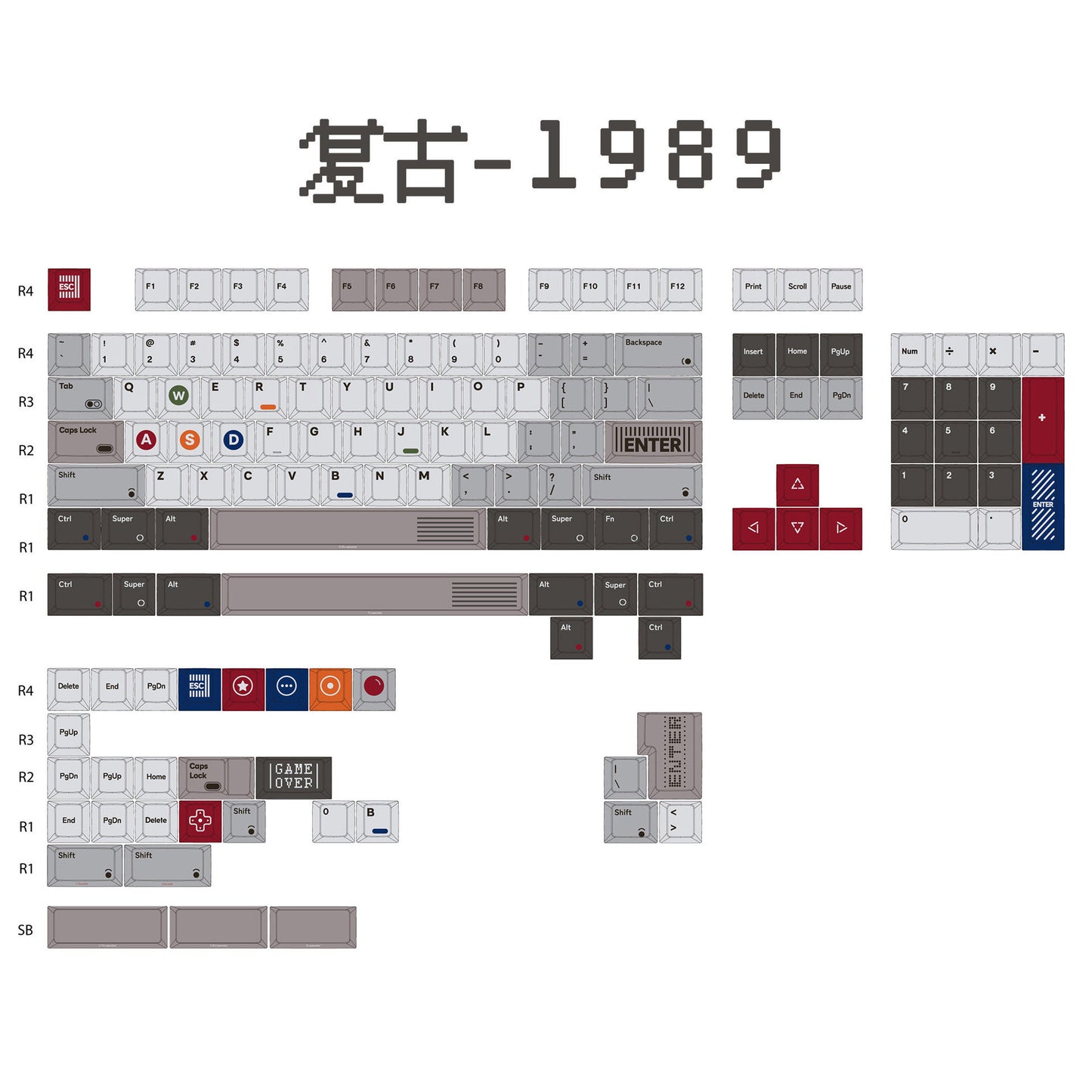 1989 Retro Cherry Profile 1.7mm PBT 120+ Keys Keycaps Set