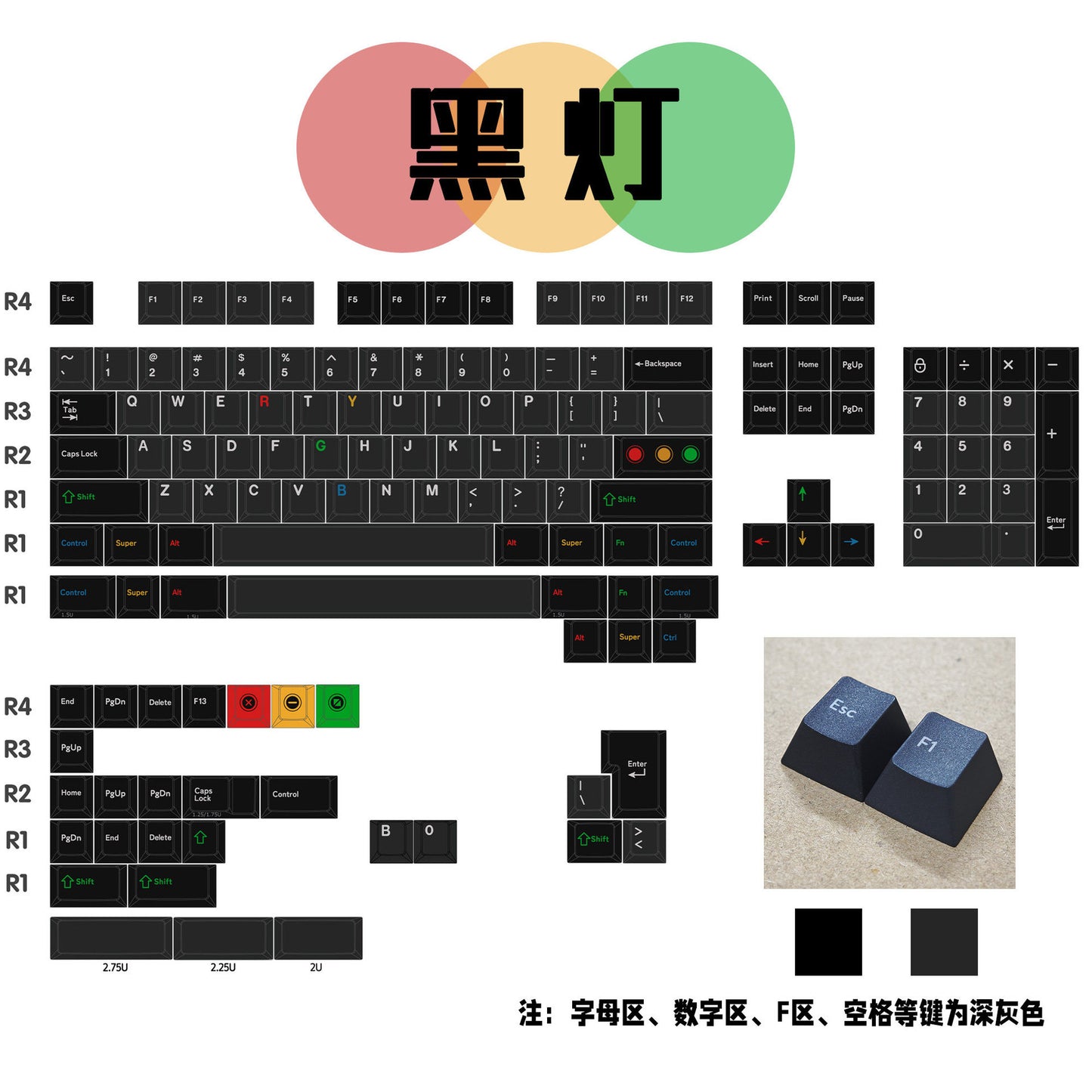 Dark Light Cherry Profile 1.7mm PBT 120+ Keys Keycaps Set