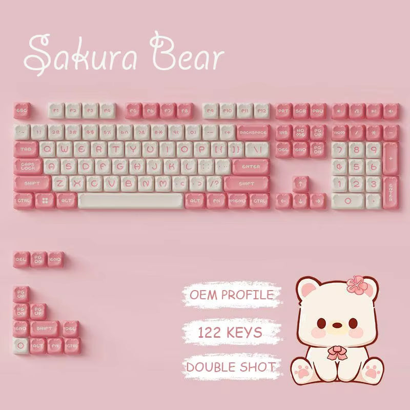 Pink Bear 122 Keys PBT Keycaps OEM