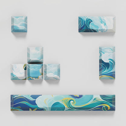 Ocean Flow Cherry Keycaps Set with Spacebar Arrows - Set of 8 Keys