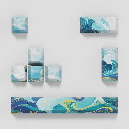 Ocean Flow Cherry Keycaps Set with Spacebar Arrows - Set of 8 Keys