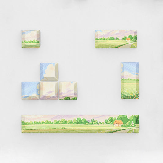 Serene Fields Cherry Keycaps Set with Spacebar Arrows - Set of 8 Keys