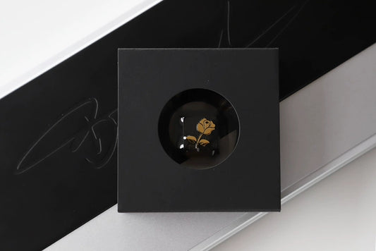 Golden on Black Rose R4 Metal Artisan Keycap