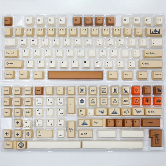 Retro Stamp Themed PBT Keycaps Set