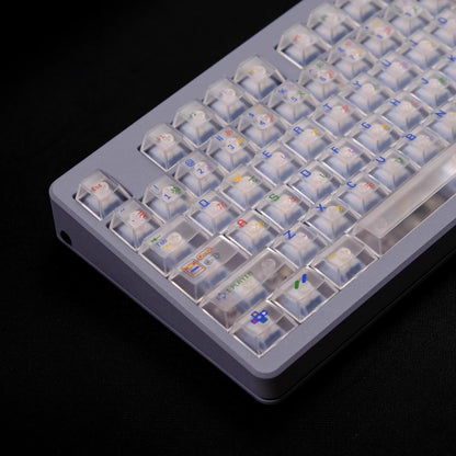 Super Nintendo Retro Transparent UV PC Keycaps Set - Clear