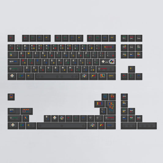 Super Nintendo Retro Transparent UV PC Keycaps Set -Dark