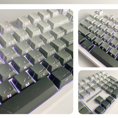 Gray Gradient Shinethrough Topographic 130 Keys Keycaps Set