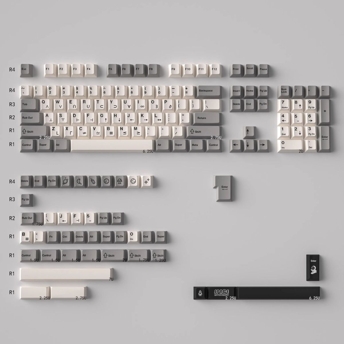 Retro Space Cherry Profile 120+ Keys Keycaps Set