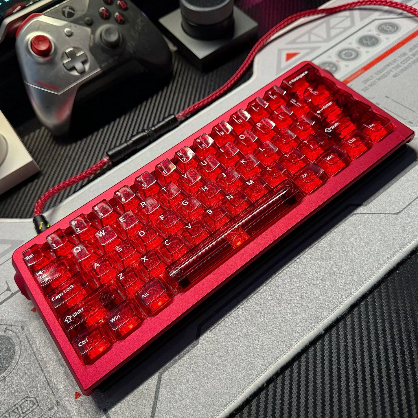 Red Transparent PC Cherry Profile 120+ Keys Keycaps Set