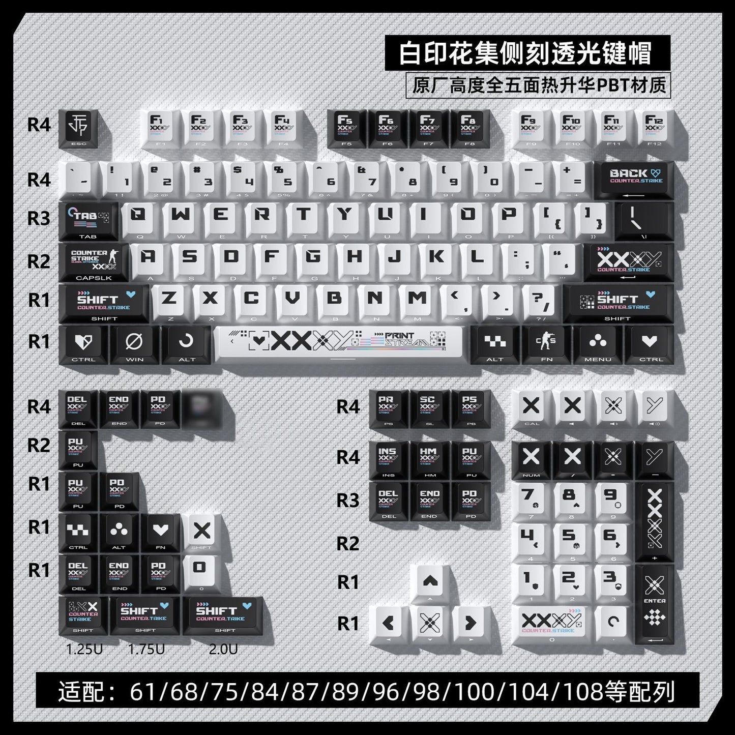 CSGO PrintStream Side Engraved Cherry Profile PBT Keycaps Set