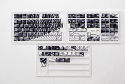 Black and White Wave Side Engraved PBT 120+ Keys Keycaps Set