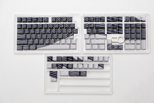 Black and White Wave Side Engraved PBT 120+ Keys Keycaps Set