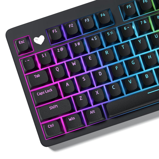 XVX Shinethrough Semi Pudding Double Shot Keycaps - 118 Key - Black