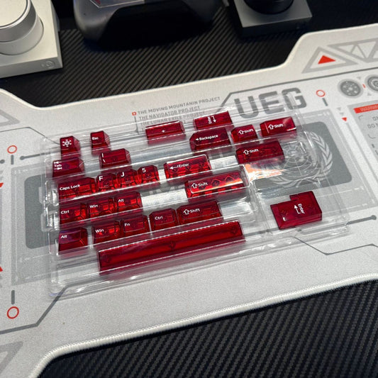 Red Transparent Keycaps - Set of 26 Keys
