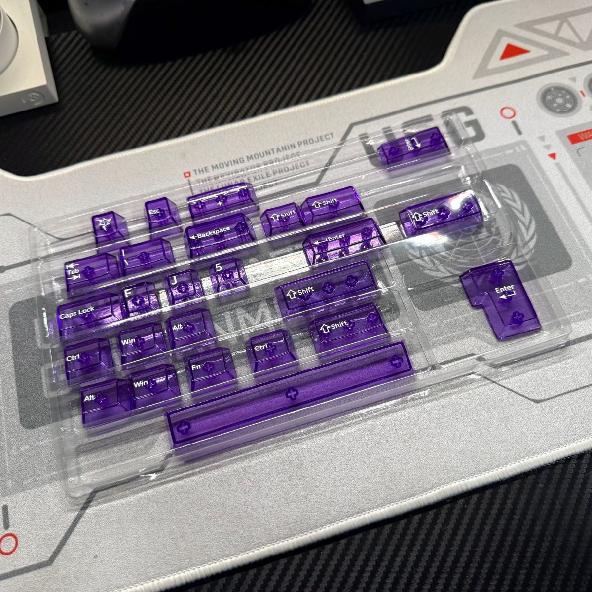 Purple Transparent Keycaps - Set of 26 Keys