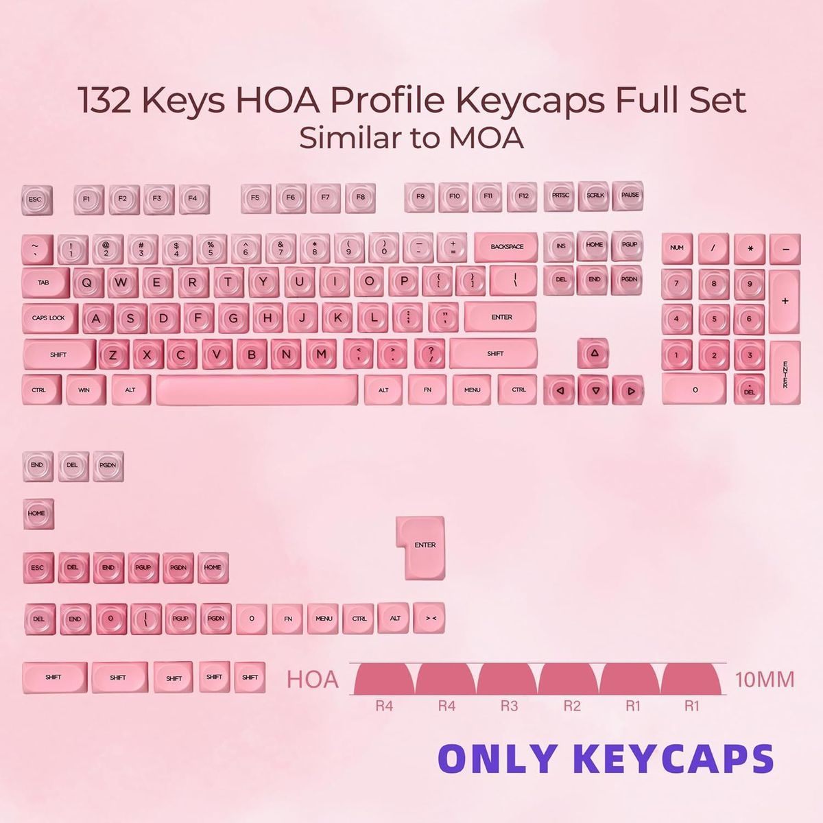 XVX Jelly Semi Transparent HOA Profile 120+ Keys Keycaps Set